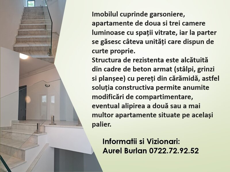 Decebal, Piata Alba Iulia, imobil 2026 de 4 etaje, lift, ct, parcare, acte